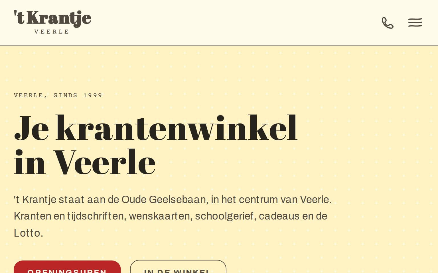 De homepage van krantjeveerle.be